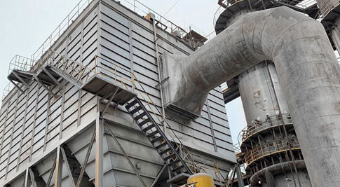 Flytting av kalkovnsstøvsamler på Tangshan Donghua-prosjektstedet